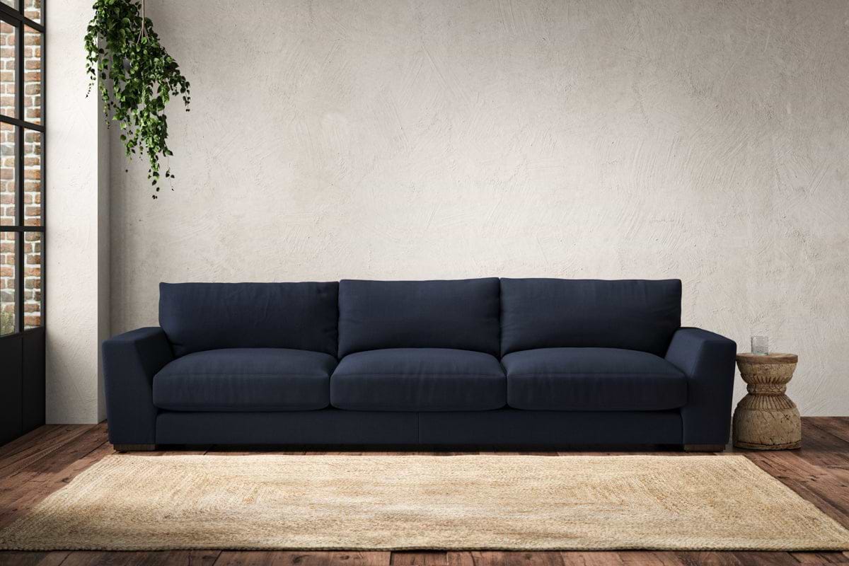 Guddu Super Grand Sofa - Brera Linen Indigo-MAKE TO ORDER-Nkuku