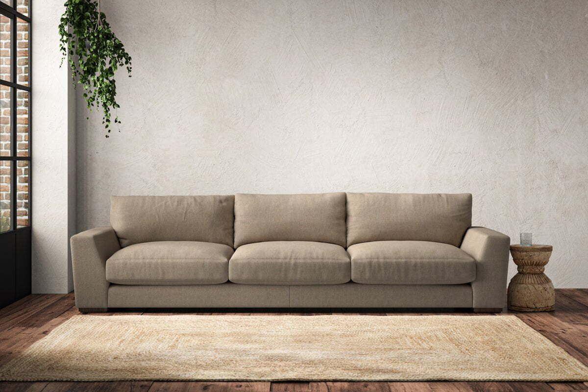 Guddu Super Grand Sofa - Brera Linen Pebble-MAKE TO ORDER-Nkuku