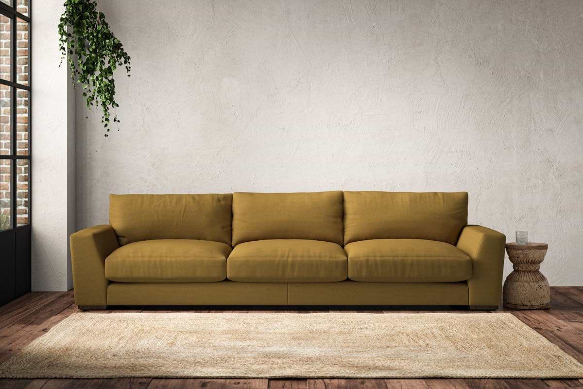 Guddu Super Grand Sofa - Recycled Cotton Ochre-MAKE TO ORDER-Nkuku