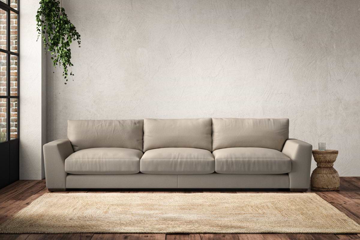 Guddu Super Grand Sofa - Recycled Cotton Stone-MAKE TO ORDER-Nkuku