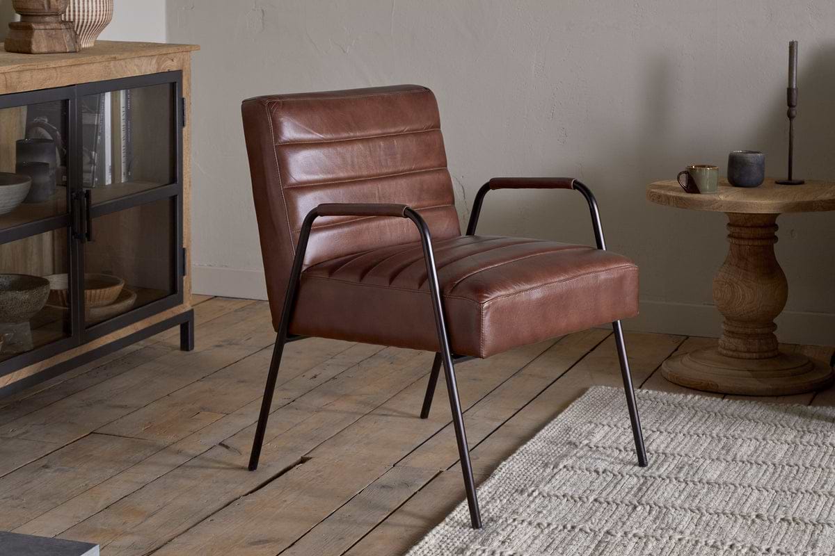 Hadithi Leather Occasional Chair - Chocolate Brown-SEATING-Nkuku