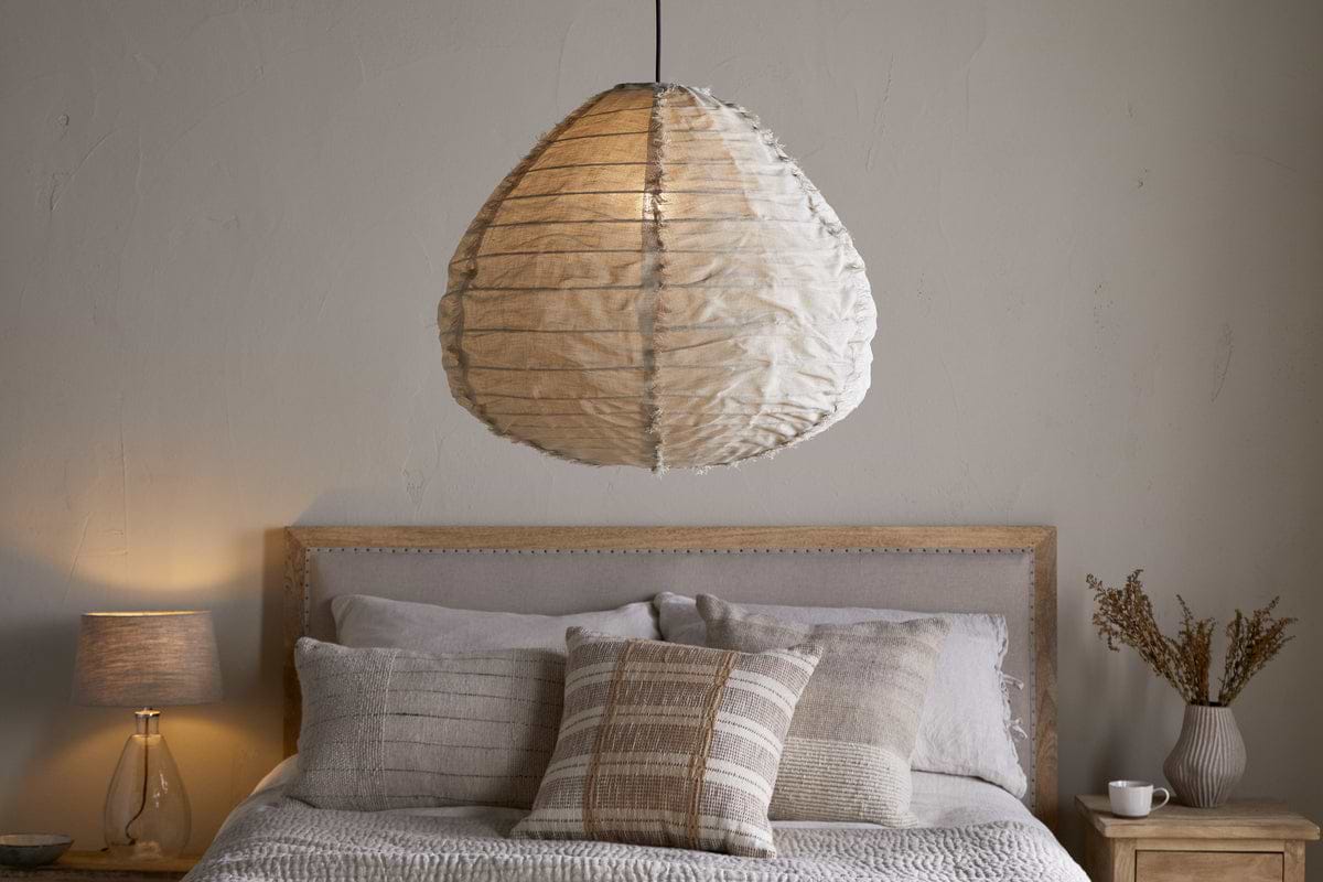 Hirana Linen Lampshade - Natural - Large-SHADES-Nkuku