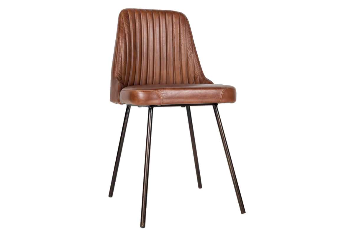 Harsha Leather Dining Chair - Chocolate Brown-SEATING-Nkuku