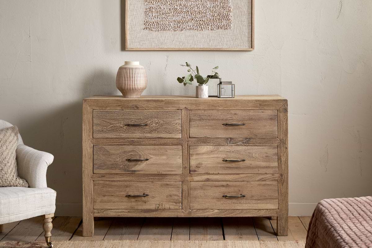 Iya Reclaimed Wood Chest of Drawers - Natural - Large-BEDROOM FURNITURE-Nkuku