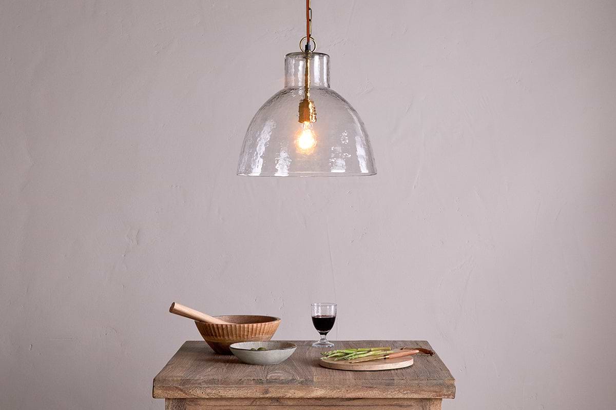 Inayah Recycled Glass Pendant - Clear-LIGHTS-Nkuku