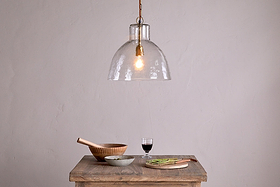 Inayah Recycled Glass Pendant - Clear-LIGHTS-Nkuku