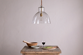 Inayah Recycled Glass Pendant - Clear-LIGHTS-Nkuku