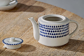 Indigo Drop Teapot - Cream & Indigo