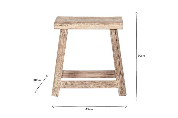 Ibo Reclaimed Wood Low Stool - Natural