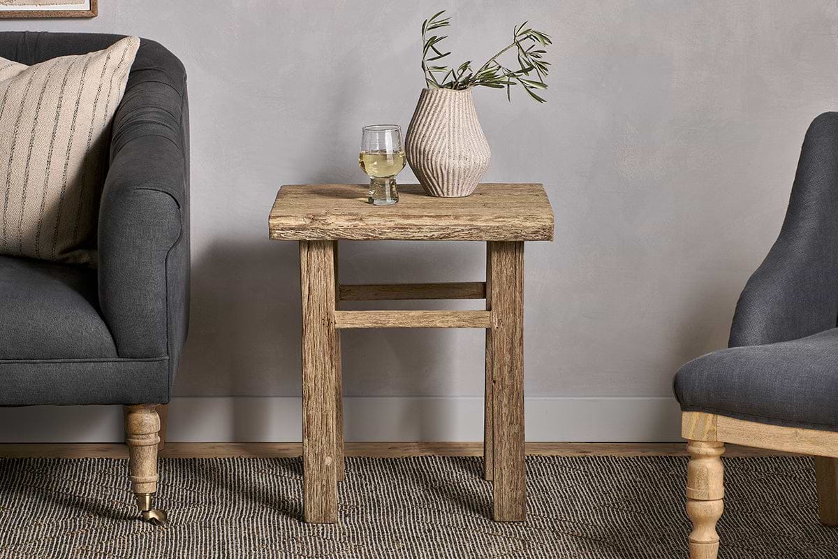 Ibo Reclaimed Wood Side Table - Natural-TABLES-Nkuku
