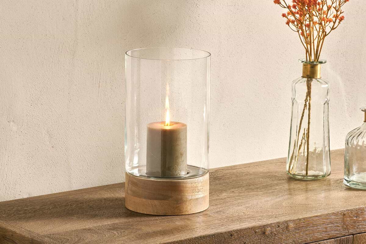 Idha Hurricane Lantern - Straight-CANDLES HOLDERS & LANTERNS-Nkuku