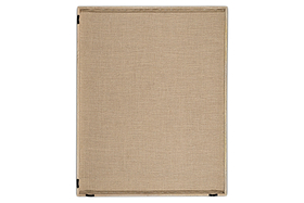 The Ikona Textured Wall Art - Natural by nkuku features a beige linen canvas stretched over a rectangular wooden frame. Black staples at the corners and smooth woven texture add subtle elegance, making it perfect as neutral wall decor.