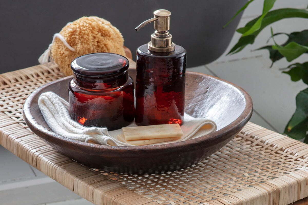 Ilcoso Recycled Hammered Glass Soap Dispenser - Amber