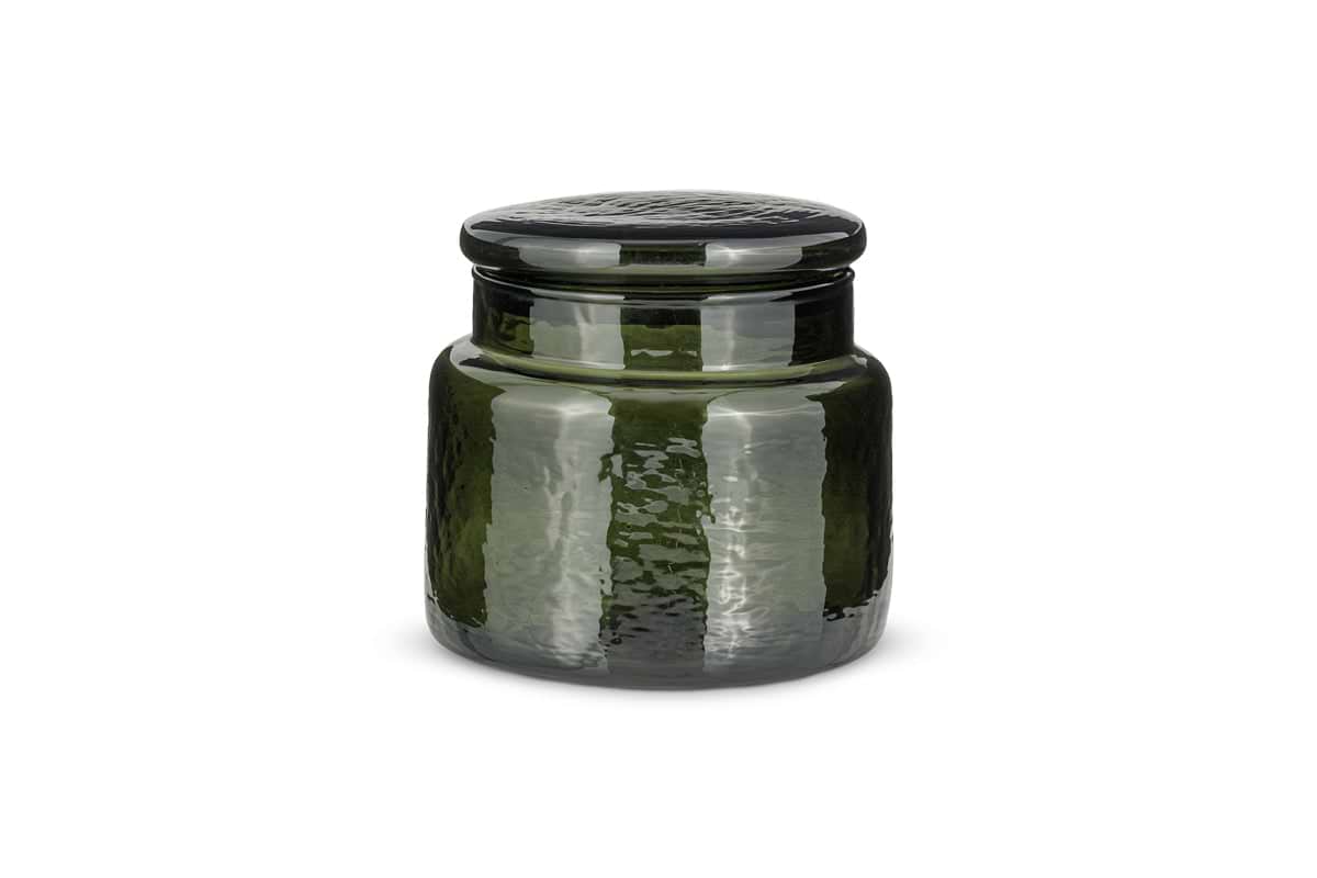 Ilcoso Recycled Hammered Glass Storage Pot - Green