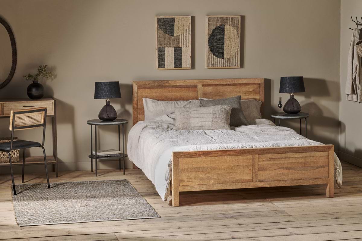 Indali Mango Wood Bed - Natural-BEDROOM FURNITURE-Nkuku