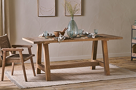 Indali Mango Wood Dining Table - Natural-TABLES-Nkuku