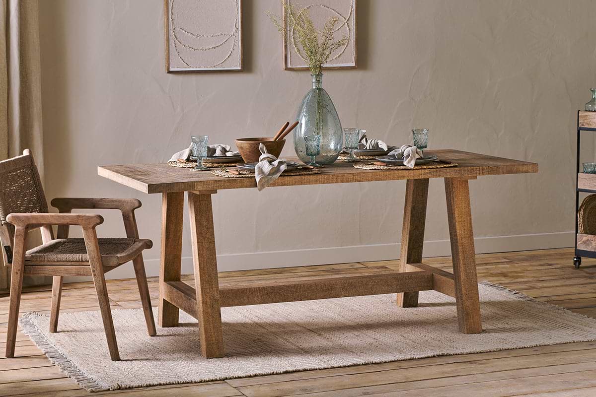 Indali Mango Wood Dining Table - Natural-TABLES-Nkuku