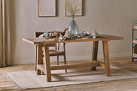 Indali Mango Wood Dining Table - Natural-TABLES-Nkuku