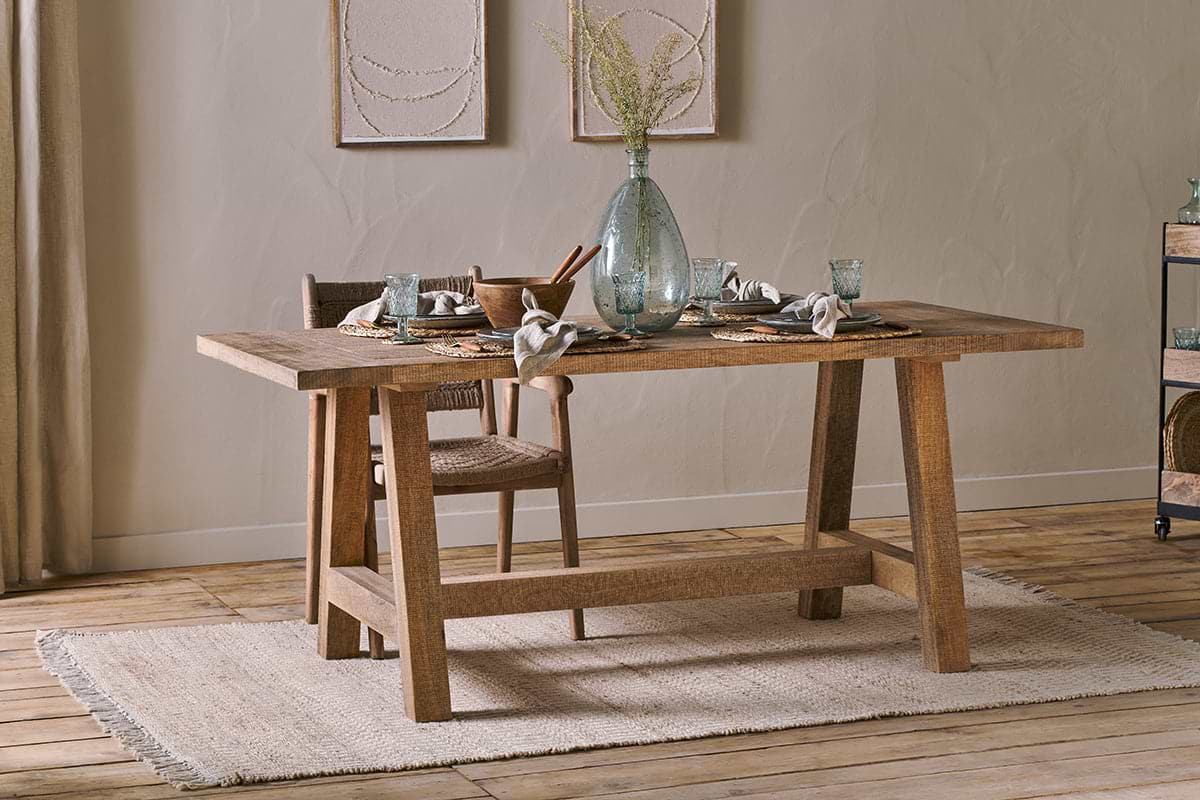 Indali Mango Wood Dining Table - Natural-TABLES-Nkuku