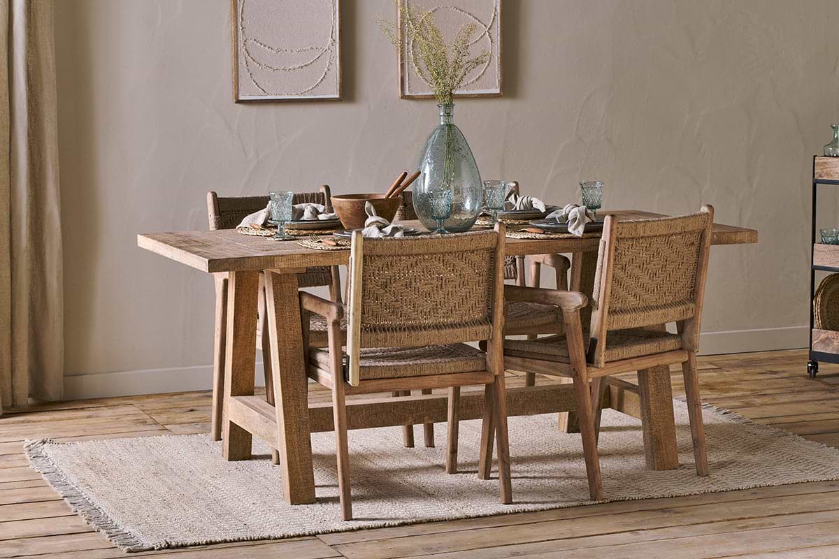 Indali Mango Wood Dining Table - Natural-TABLES-Nkuku