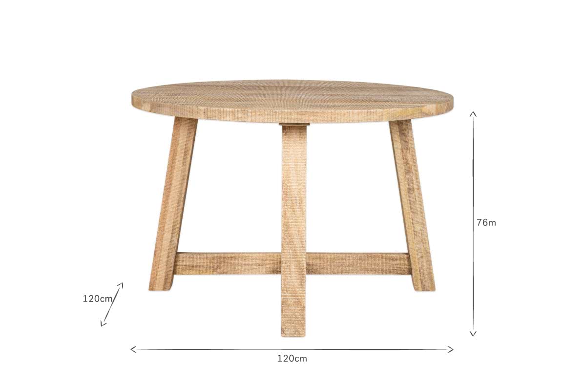 Indali Mango Wood Round Dining Table - Natural