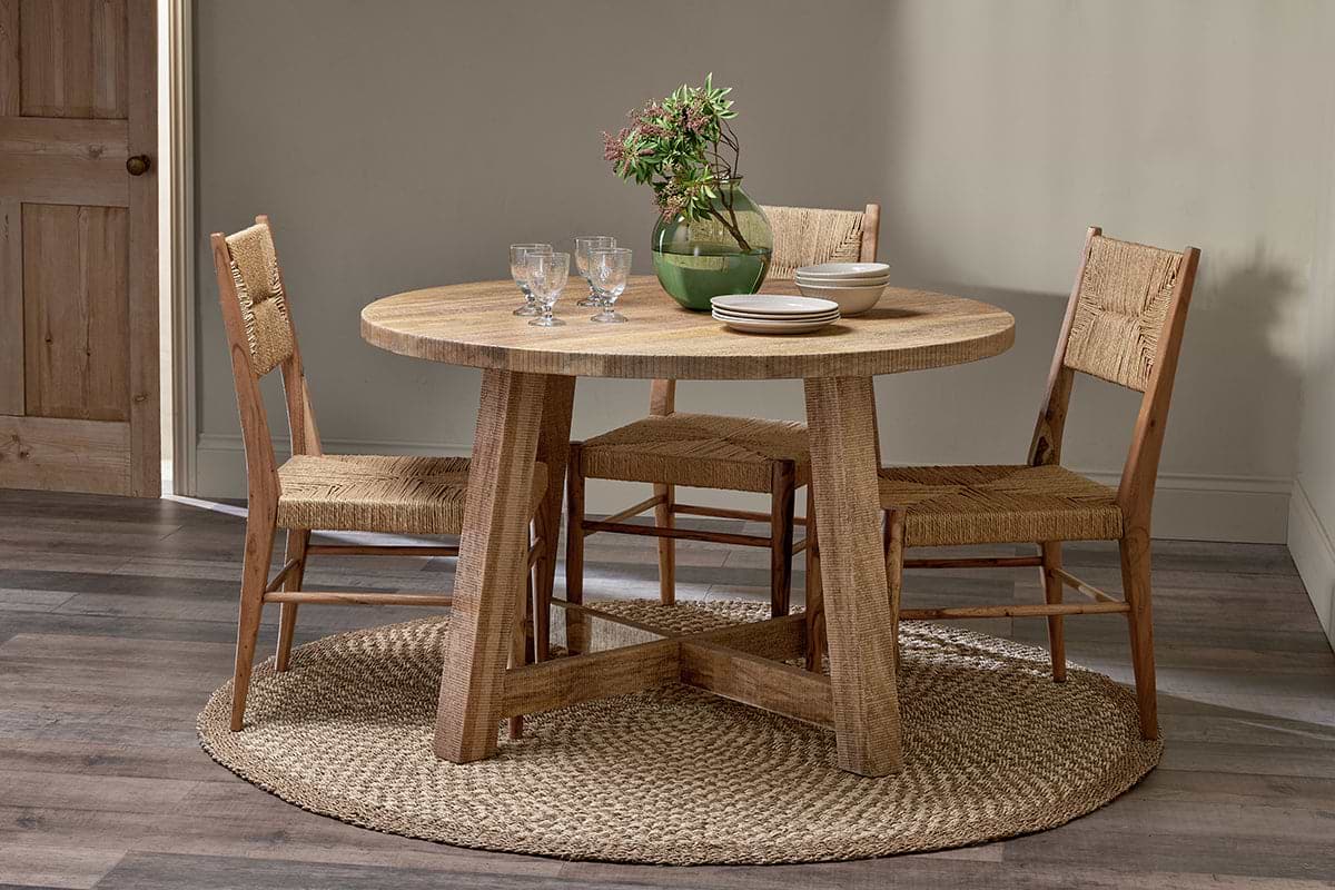 Indali Mango Wood Round Dining Table - Natural-TABLES-Nkuku