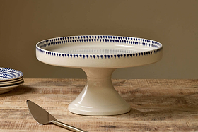 Indigo Drop Ceramic Stand - Cream & Indigo