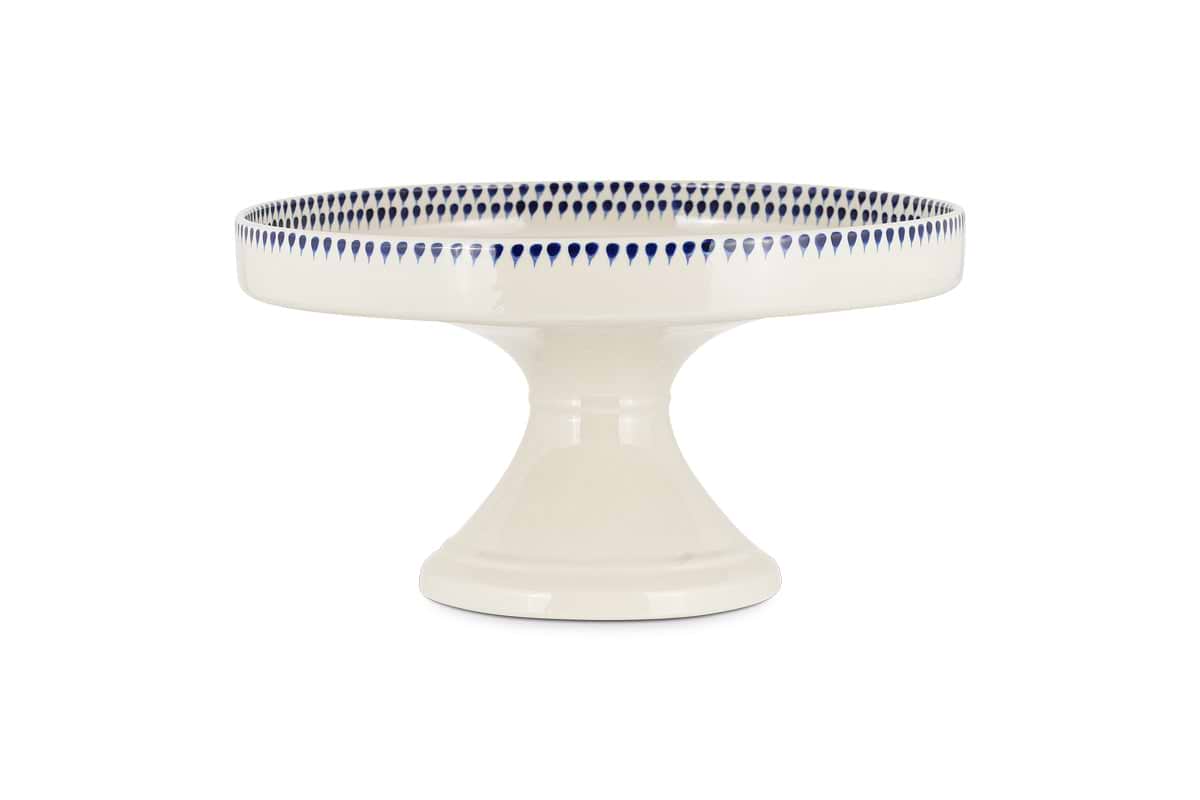 Indigo Drop Ceramic Stand - Cream & Indigo