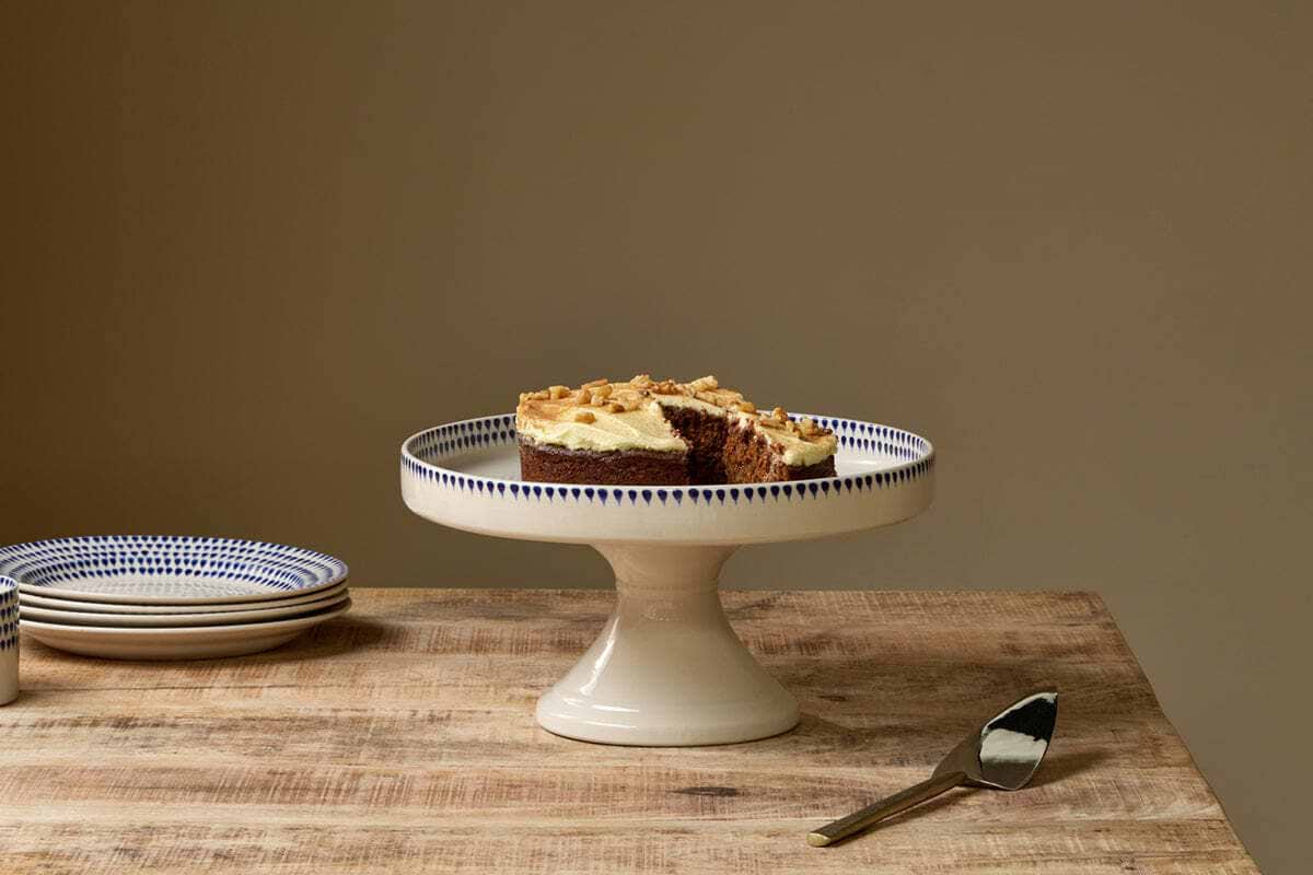 Indigo Drop Ceramic Stand - Cream & Indigo-SERVEWARE-Nkuku
