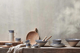 Indigo Drop Dinner Plate - Cream & Indigo