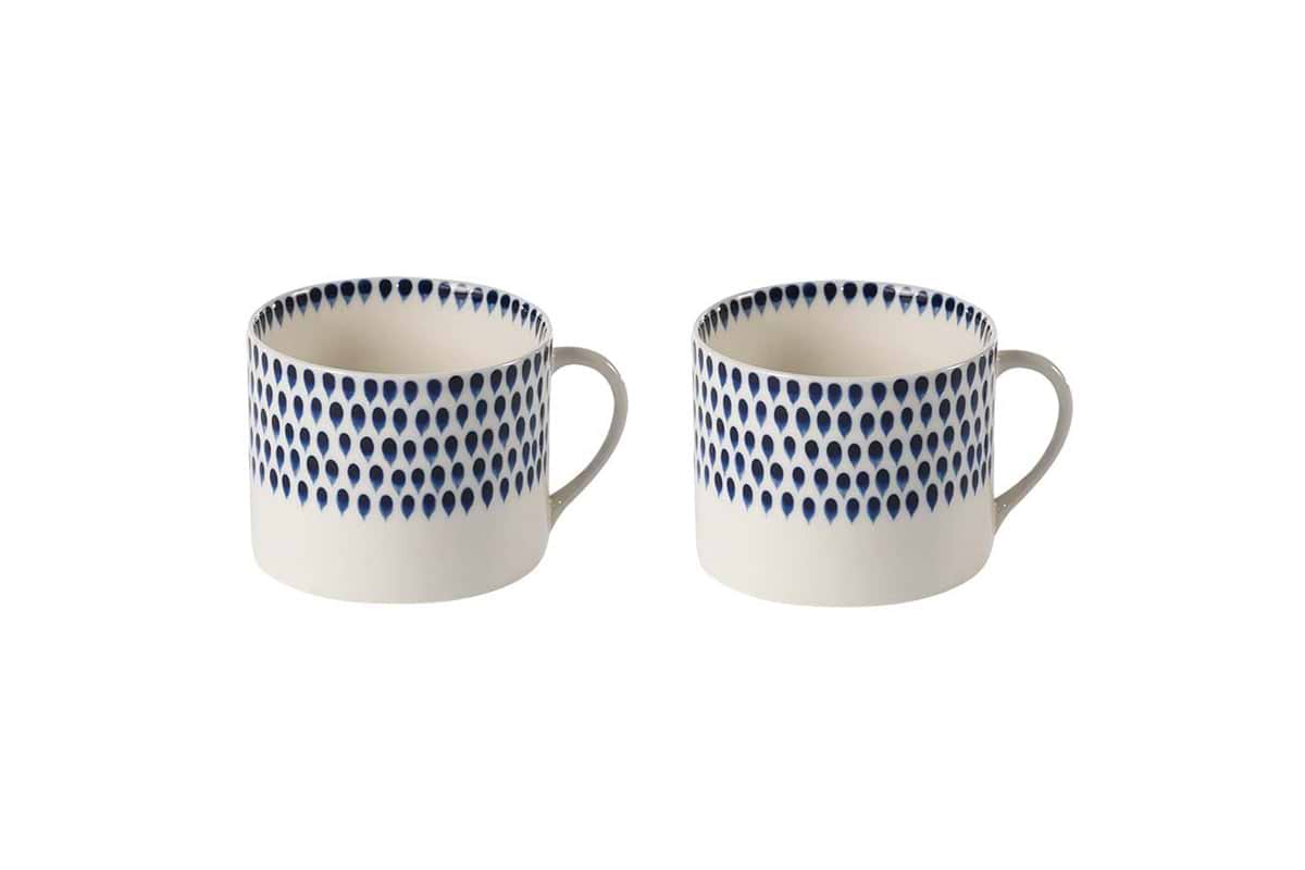 Indigo Drop Mug - Cream & Indigo - Large (Set of 2)-TABLEWARE-Nkuku