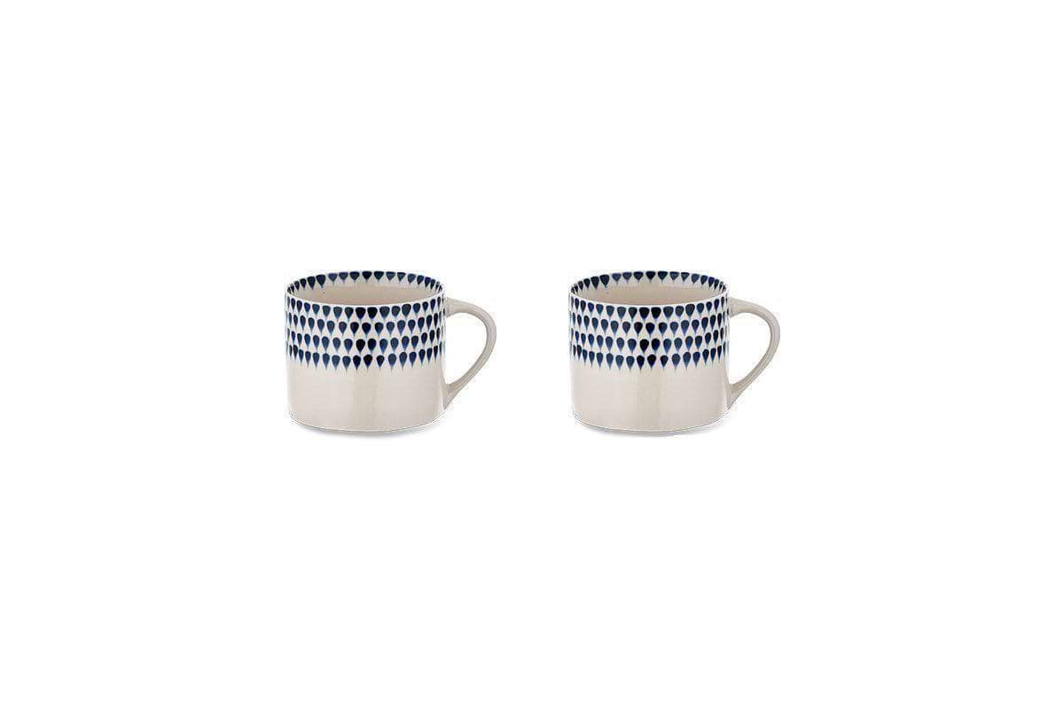 Indigo Drop Mug - Cream & Indigo - Small (Set of 2)-TABLEWARE-Nkuku