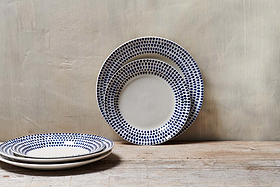 Indigo Drop Side Plate - Cream & Indigo
