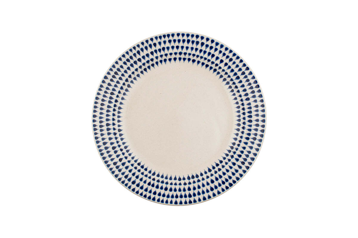 Indigo Drop Side Plate - Cream & Indigo