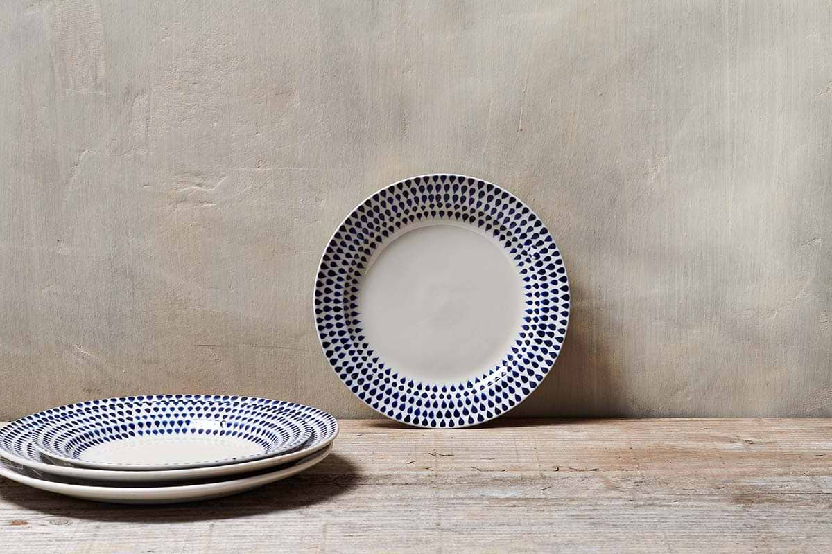 Indigo Drop Side Plate - Cream & Indigo-TABLEWARE-Nkuku