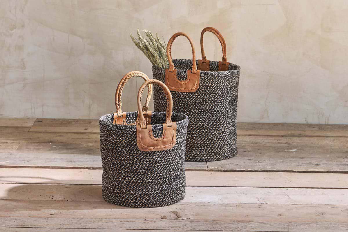Indra Coil Basket - Charcoal-STORAGE-Nkuku