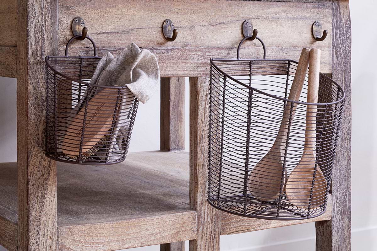 Inkollu Wall Hung Baskets - Aged Brass - (Set of 2)-STORAGE-Nkuku