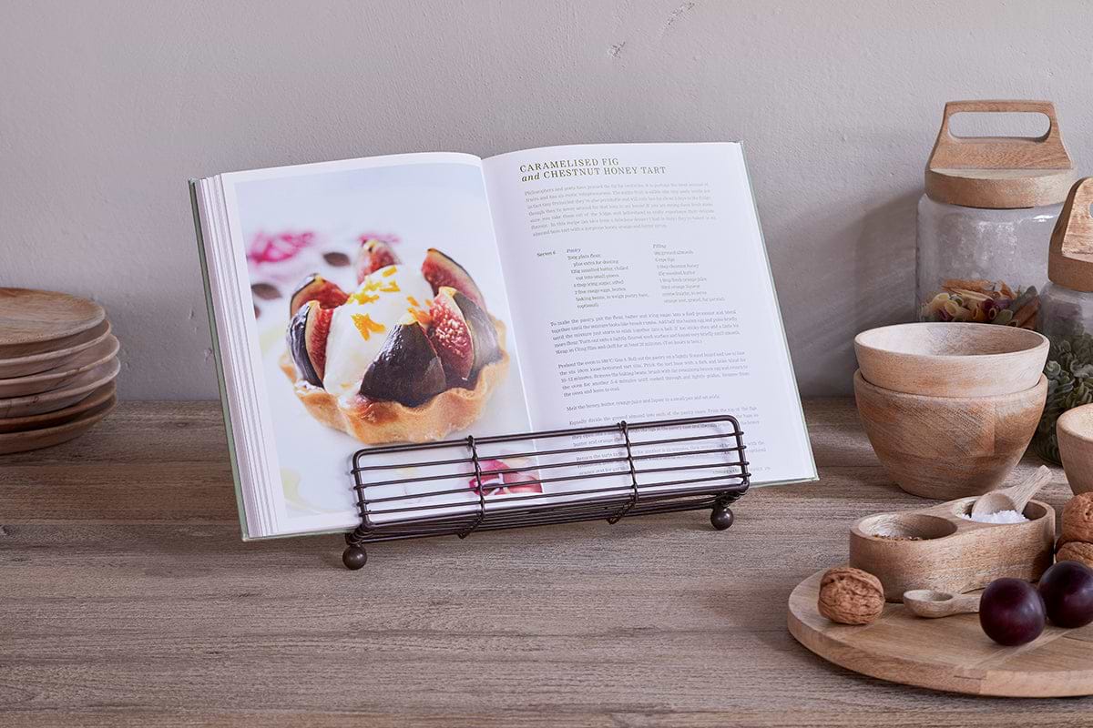 Inkollu Wire Bookstand - Aged Brass-KITCHEN & DINING ACCESSORIES-Nkuku