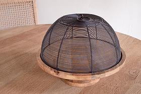 Inkollu Wire & Mango Wood Cake Stand - Aged Brass-SERVEWARE-Nkuku