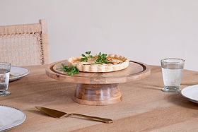 Inkollu Wire & Mango Wood Cake Stand - Aged Brass-SERVEWARE-Nkuku