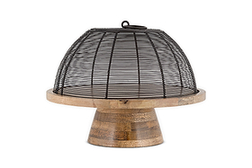 Inkollu Wire & Mango Wood Cake Stand - Aged Brass-SERVEWARE-Nkuku