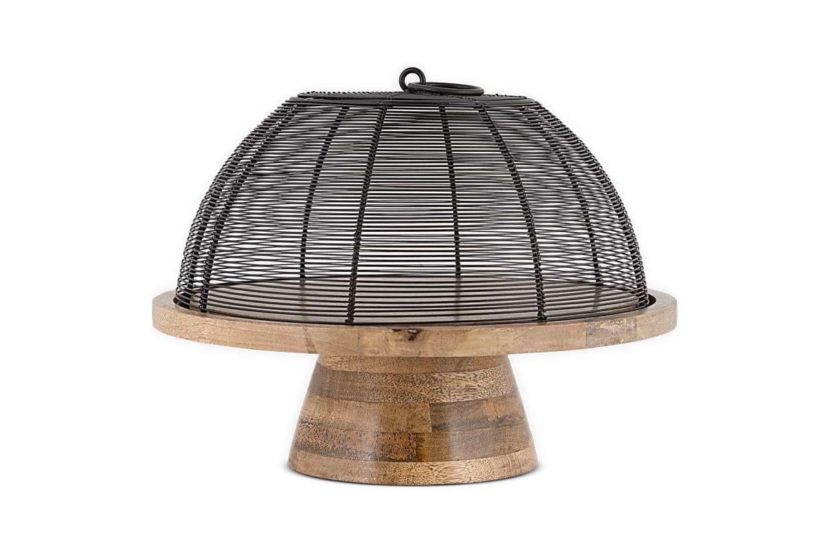 Inkollu Wire & Mango Wood Cake Stand - Aged Brass