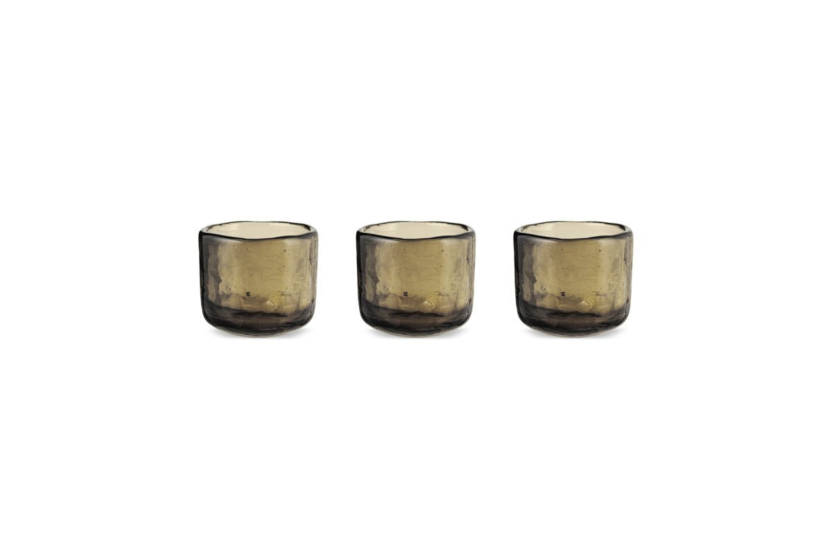 Irda Glass Small Tealight - Smoke Brown - Small (Set of 3)