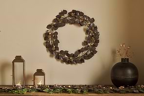 Ishana Wreath - Antique Brass-CHRISTMAS DECORATIONS-Nkuku