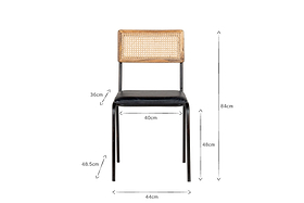Iswa Leather & Cane Dining Chair - Black