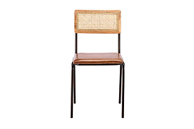 Iswa Leather & Cane Dining Chair - Tan