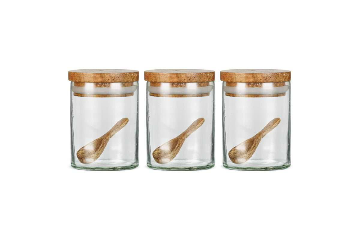 Izaan Spice Jar - Clear - (Set of 3)-KITCHEN STORAGE & UTILITY-Nkuku