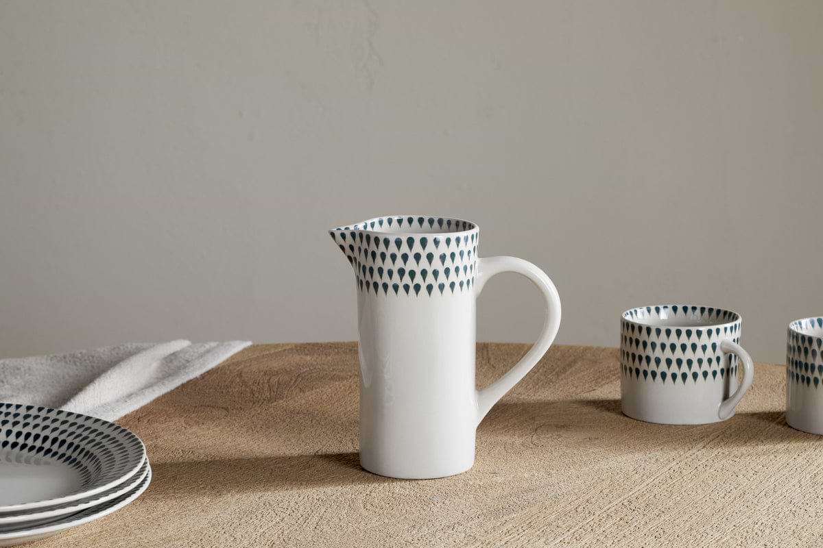 Juniper Drop Jug - Cream & Juniper - Small-SERVEWARE-Nkuku