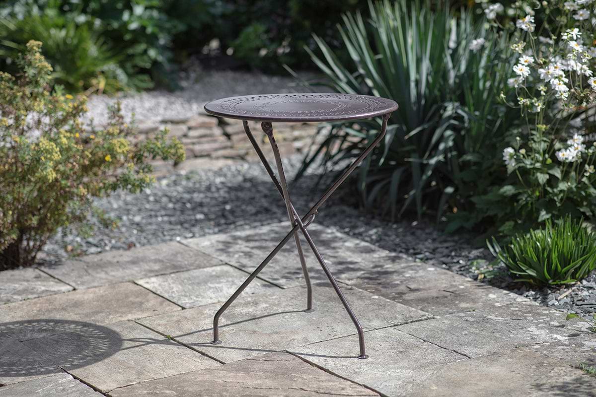 Jeavika Iron Outdoor Bistro Table - Black – Nkuku