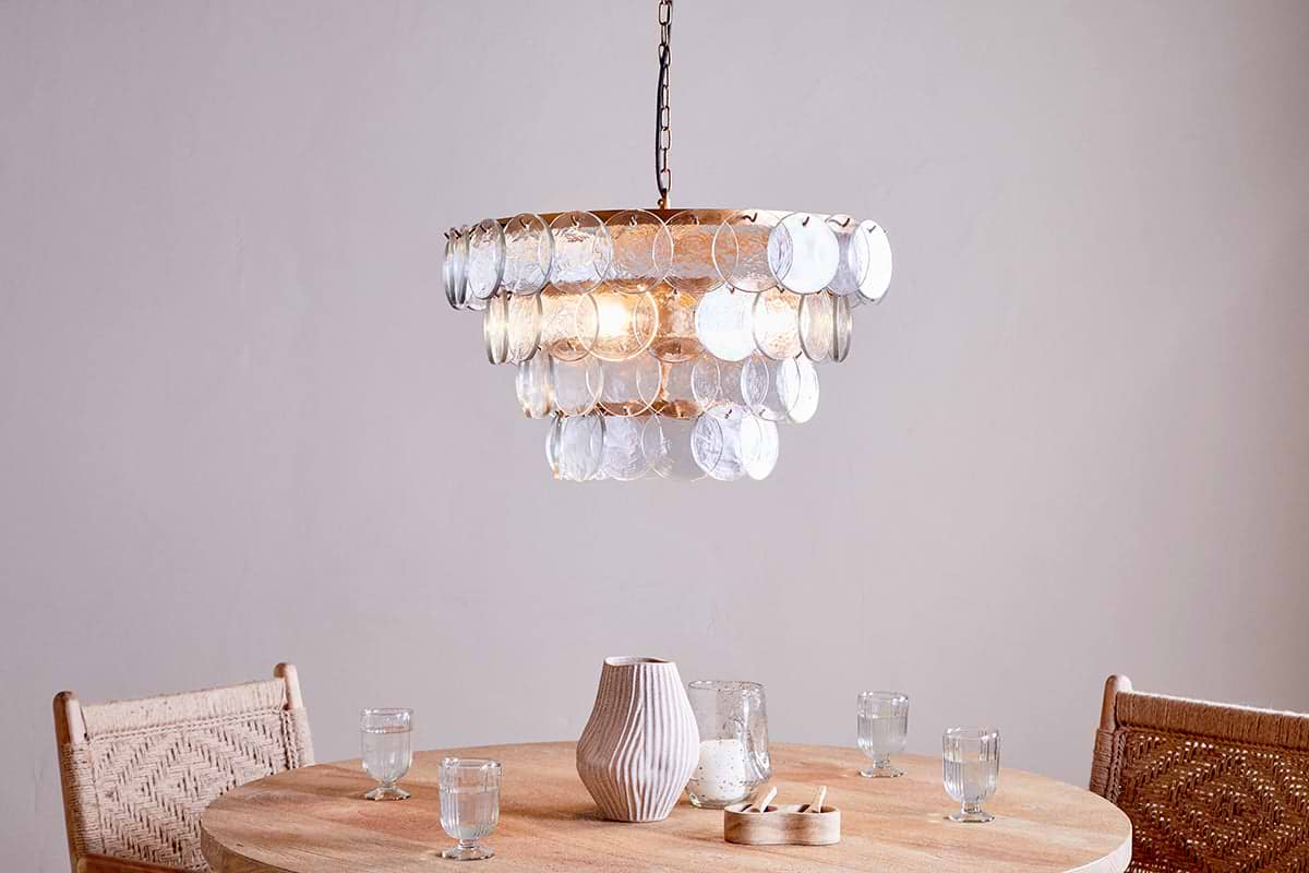 Kagitha Recycled Glass Statement Chandelier - Clear-LIGHTS-Nkuku